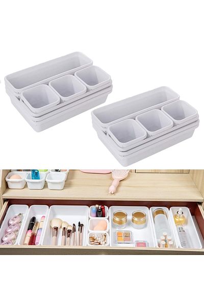 erorex 16 Pack Desk Drawer Organizers 3 Size Versatile Bathroom And Vanity Drawer Organizer Trays
