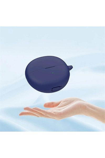 erorex قطعتان من حافظة السيليكون لسماعات الأذن اللاسلكية Soundpeats Air3 حافظة واقية مع حلقة تثبيت خطافية باللون الأسود