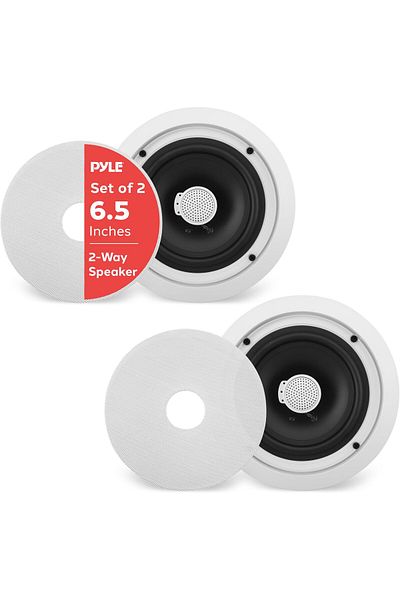 erorex Two Way Stereo Sound Speaker Dual Professional Audio Speakers System In Wall In Ceiling White Mount