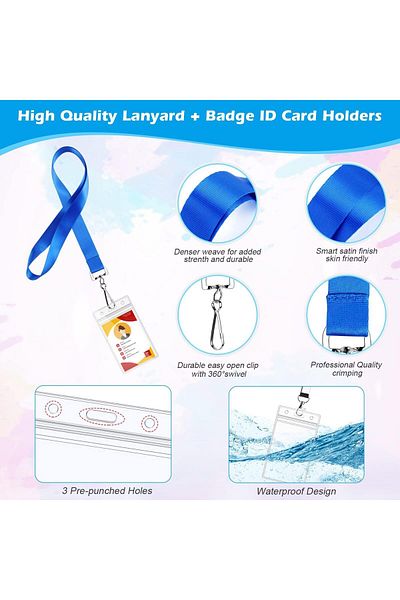 erorex 8 Pack Waterproof Id Card Holders With Cruise Lanyard Colorful Durable Badge And Card Lanyards In 8