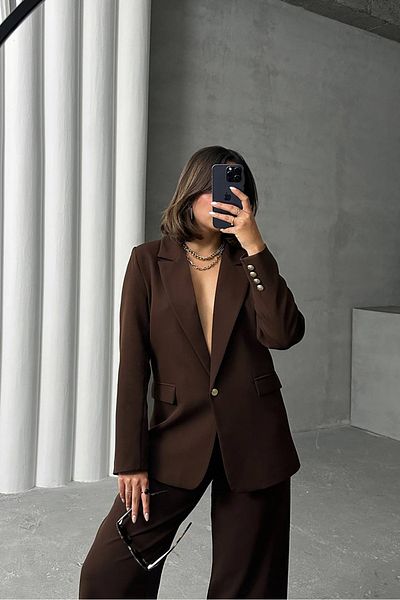 Neşeli Butik Дамско сако с копчета и златист цвят NBG077