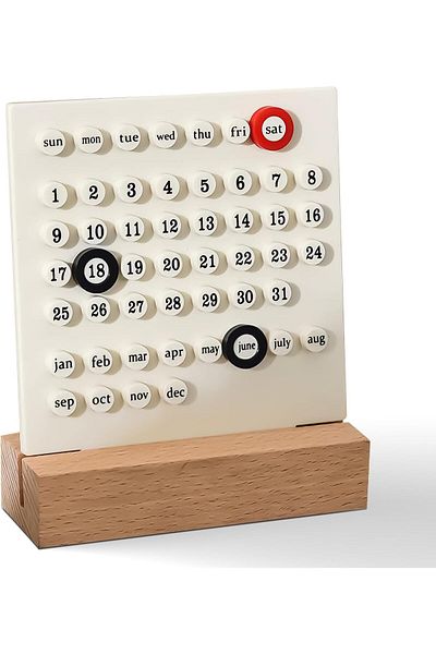 erorex Desk Calendar Perpetual Calendar With Wooden Stand Month Date Display Retro Desk Calendar Desktop