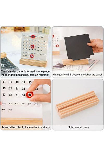 erorex Perpetual Calendar Wooden Calendar For Desk Stand Acrylic Calendar Desktop Decor For Living Room