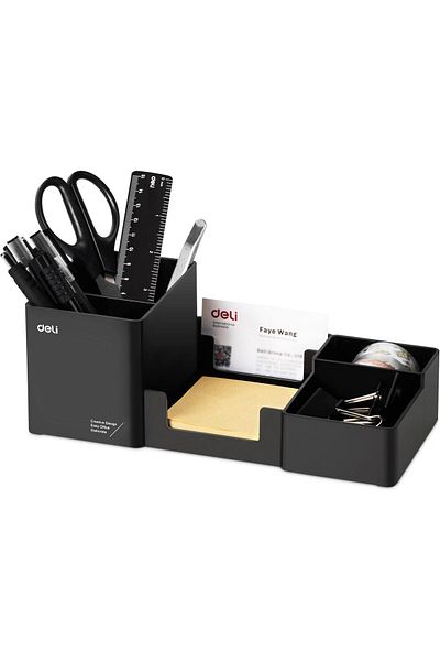erorex Desk Organizer Plastic Desktop Organizer With Pencil Holder And Sticky Note Tray Office Stationery