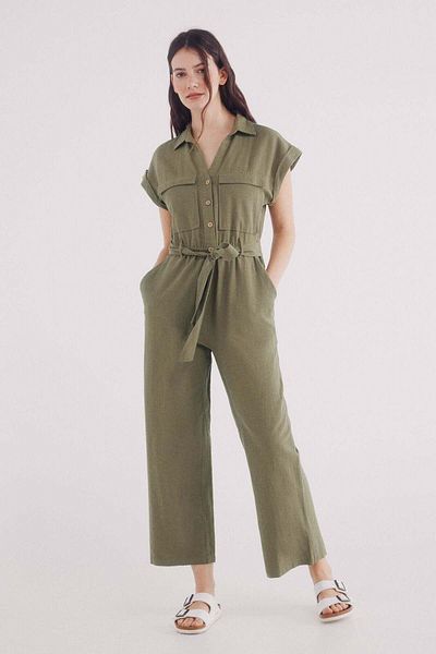 Springfield Linen Linen Shirt Jumpsuit