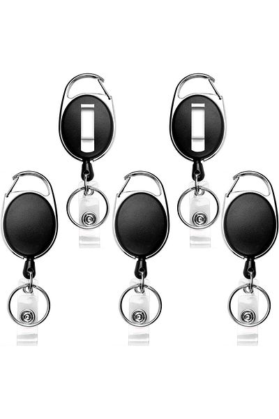 erorex Retractable Badge Holder Keychain Heavy Duty Badge Carabiner With Strong Nylon Pull Cord Reels Id