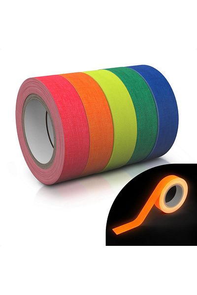 erorex Black Light Tape 16.4Ft 5 Pcs Glow In The Dark Gaffer Tape Fluorescent Duct Tape Tintas Neon Uv Tape