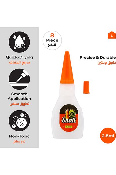 erorex Snail Extra Strong Super Glue Set 8 Piece 2.5Ml Clear Fast Drying Instant Bonding Adhesive