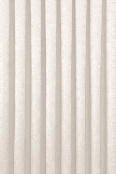 MARİTSA Background Curtain - Velmatt Series Velvet Effect High Grammage Cream Dense Pleat (1X3) Single Wing