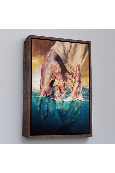 Harita Sepeti Ajutorul lui Isus Cadou Creștin Pictură Decorativă de Perete cu Cadru Alb