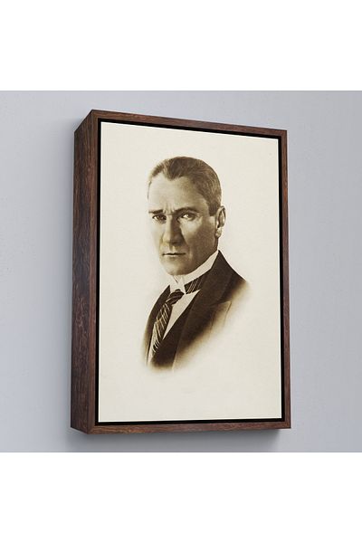 Harita Sepeti Pictură portret Ataturk cu cadru alb Mustafa Kemal Ataturk Pictură decorativă pe pânză dreptunghiulară