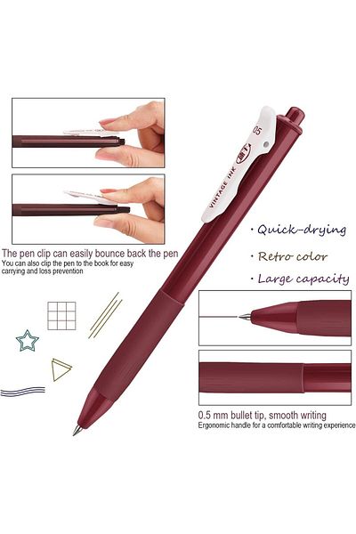 erorex 0.5 Gel Pen Multi Color Pen Boxed Pen Retractable Gel Pens Quick Dry Ink Vintage Colors Pens 10