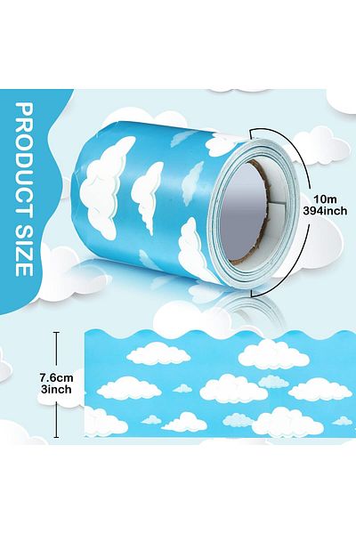 erorex 33 Ft Scalloped Bulletin Board Border Classroom Borders For Bulletin Board Blue Sky Clouds Bulletin