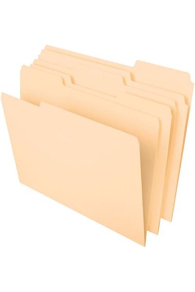 erorex File Folders Letter Size 21.6 X 12.5 Cm Classic Manila 1 3 Cut Tabs In Left Right Center Positions