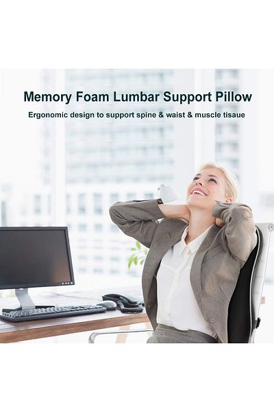 erorex Lumbar Support Pillow Back Cushion Memory Foam Orthopedic Backrest With Breathable 3D Mesh For Car
