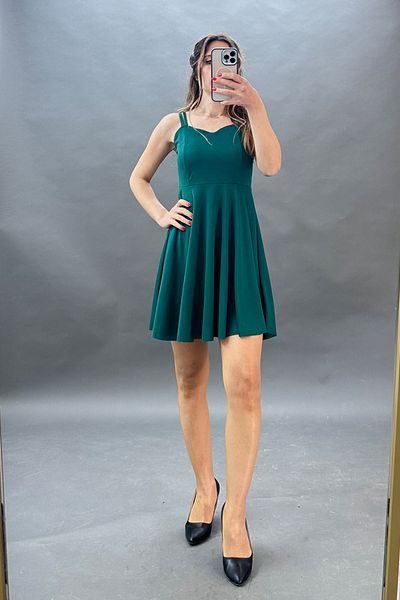 CİDDE Women's Thin Strap Imported Crepe Fabric Flared Dress
