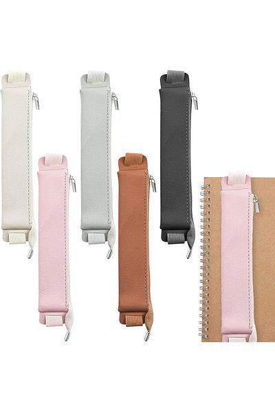 erorex 5 Pcs Adjustable Elastic Band Pen Holder Pu Leather Notebook Band Adjustable Elastic Band Pen
