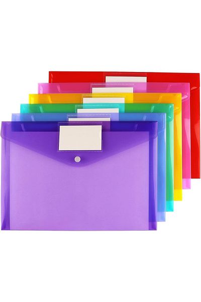 erorex 6 Pack Clear Document Folders Plastic Envelopes Poly Envelopes File Envelopes With Label Pocket And