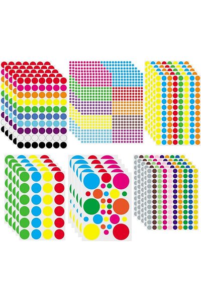 erorex 4440 Pcs Colorful Round Dot Stickers 30 Sheets Multi Size Self Adhesive Colored Sticky Dots Easy