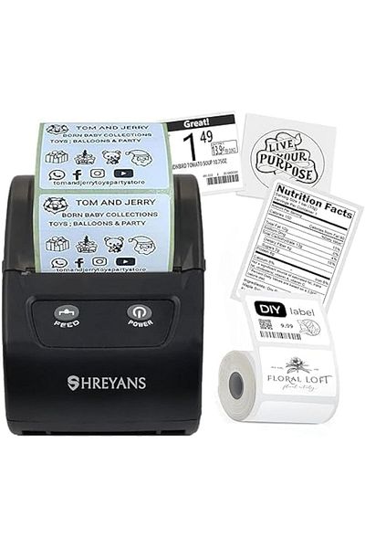 erorex 58Mm Mini Inkless Label Maker 2 In 1 Thermal Barcode Labels And Receipt Printer 50X25 Label Combo
