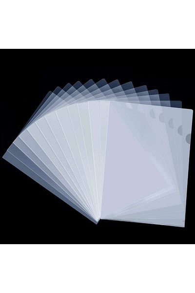 erorex 20 Pcs Plastic Clear Document Folders Waterproof A4 L Type Transparent Pockets Thicker Clear Copy