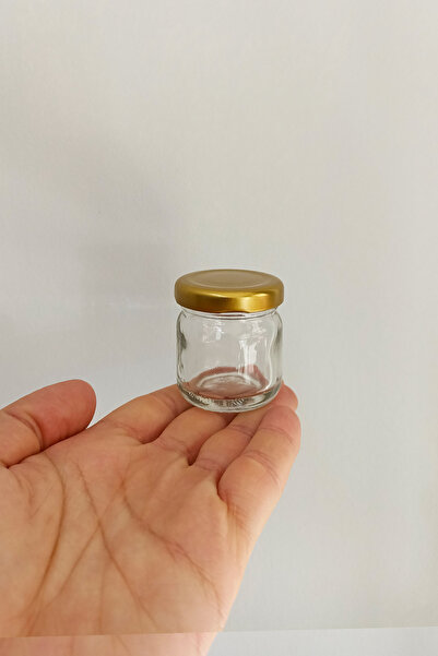 Afracam 40 ml Metal Gold Kapaklı 40 Cc Şeffaf Numune Cam Kavanoz Küçük 25 Adet
