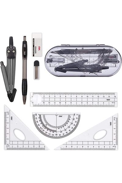 erorex 8 Pcs Compass Rulers Set，Geometry Compass Sets，Geometry Kit，Math Geometry Set Of Student