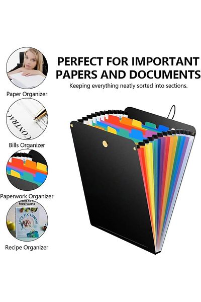 erorex Expanding File Folder 13 Pockets File Holder Organizer A4 Letter Size Paper Document Receipt
