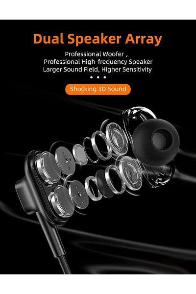 erorex Ti9 Usb C Headphones, Dual Earphone Set, Built-in SIM, Microphone, Remote Control, In-Ear