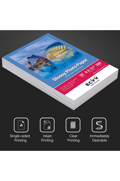 erorex A4 Rc High Gloss Photo Paper For Printer Photography Print Paper 210 * 297Mm White Glossy 20 Sheets