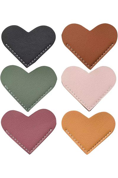 erorex Leather Heart Bookmarks Corner Page Book Accessories For Women Kids Handmade Reading Gifts