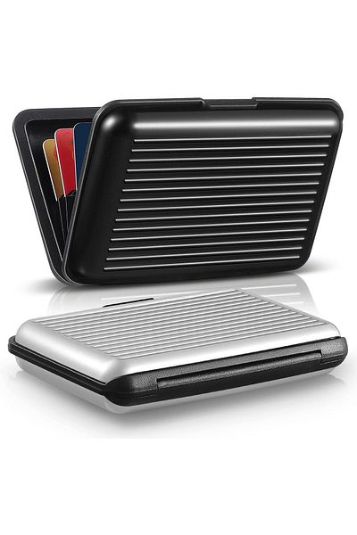 erorex 2 Pieces Credit Card Holder Slim Mini Rfid Blocking Credit Card Protector Aluminum Business Card