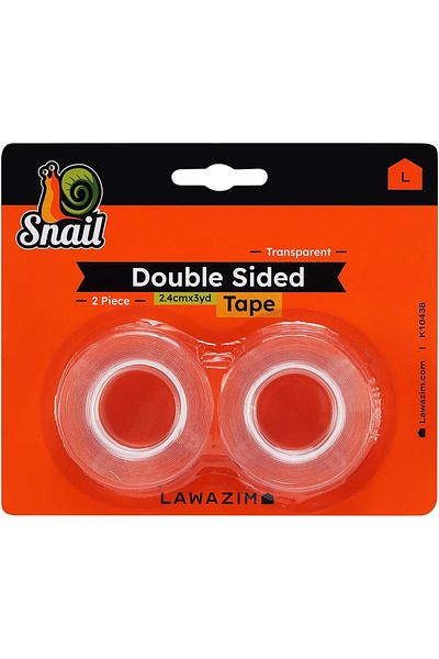 erorex Snail Double Sided Transparent Wall Mounting Tape Roll 2 Piece 24Mm X 2.8M Heavy Duty Adhesive Tape