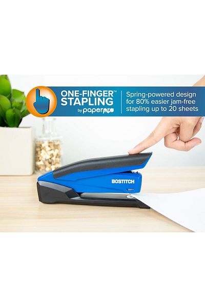 erorex Office Inpower Spring Powered Desktop Stapler 20 Sheet Capcity Built In Remover Blue 1122