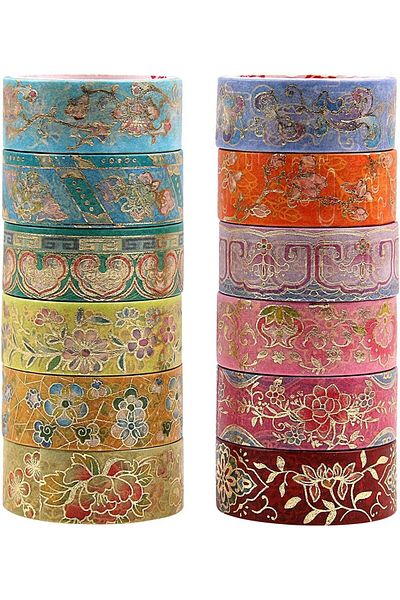 erorex Vintage Paper Tape 12 Rolls Floral Decorative Adhesive Tape 15Mm Broad Tape For Kids Beautiful