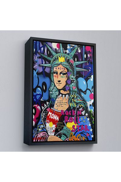 Harita Sepeti Pictură de perete Mona Lisa Grafitti Pop Art cu cadru auriu