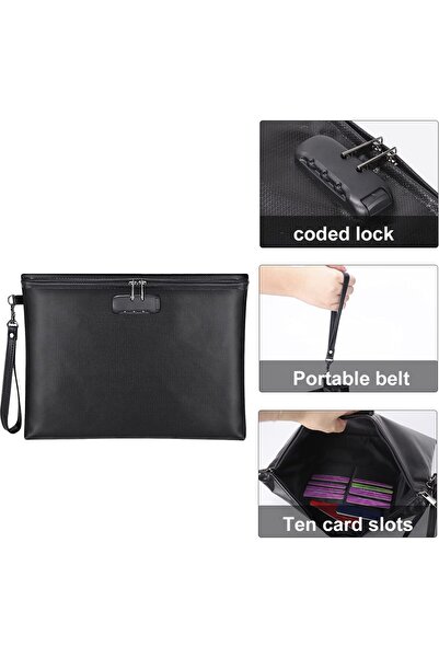 erorex حقيبة مستندات مقاومة للحريق مع قفل 14.3 × 10.2 حقيبة نقود مقاومة للحريق والماء مع إغلاق بسحاب