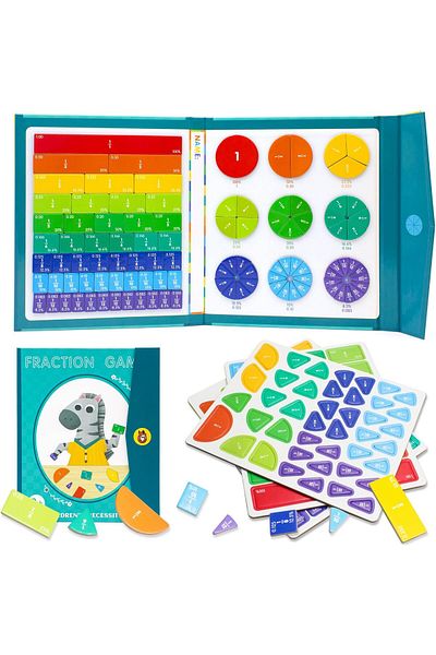 erorex Magnetic Fraction Educational Puzzle Magnetic Fraction Tiles And Fraction Circles With Pen