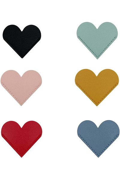 erorex 6 Pcs Leather Heart Bookmarks Leather Bookmark Reading Accessories Book Lovers Gifts For Women
