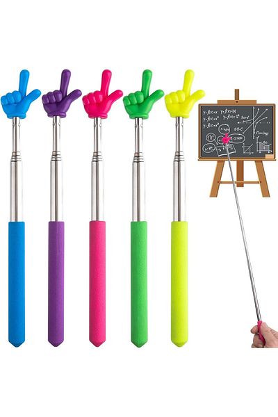 erorex 5Pcs Retractable Teacher Pointing Pole 5 Color Hand Pointing Pole Student Finger Pointing Pole