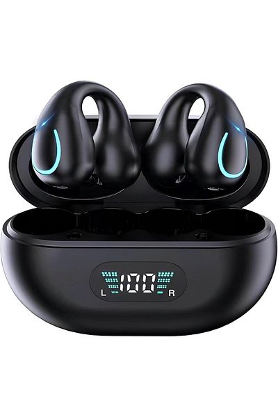 erorex Open Ear Clip On Headphones Bone Conduction Earphones Bluetooth 5.3 Wireless Earbuds Built In