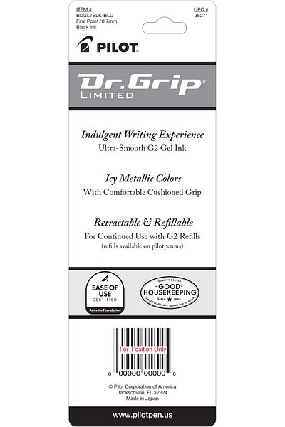 erorex Dr. Grip Limited Refillable And Retractable Gel Ink Rolling Ball Pen Fine Point Metallic Ice Blue