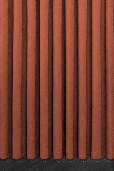 MARİTSA Background Curtain - Velmatt Series Velvet Effect High Grammage Pomegranate Flower Tight Pleat (1X3) Single Wing