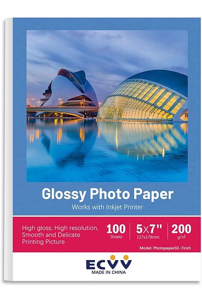 erorex 7 Inch Cast Coated Photo Paper For Photograph Printer 5X7 Inch（127*178Mm）White Glossy 100 Sheets
