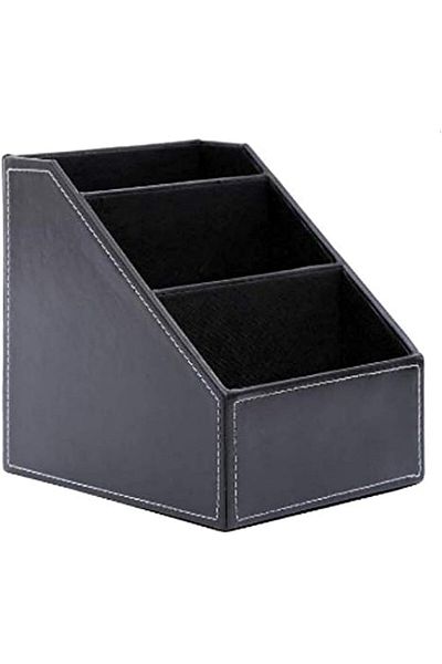 erorex Leather Desktop Storage Box Desk Mobile Phone Remote Control Storage Box Pen Holder