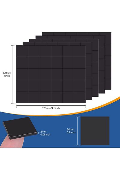 erorex Adhesive Magnetic Squares Flexible Sticky Magnetic Tape（Each 20X20X2Mm） Magnetic On One Side And