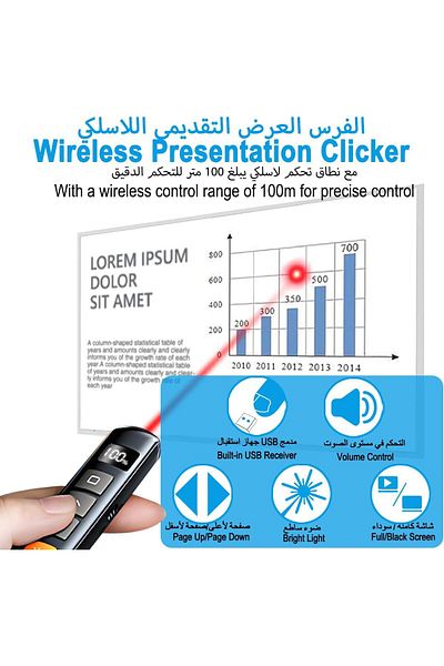 erorex Presentation Clicker Wireless Presenter 2.4Ghz Presentation Remote Control Powerpoint Red Laser Pen