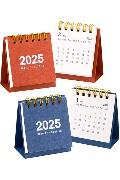 erorex 2 Pcs Small Desk Calendar 2024 2025 Standing Flip Desktop Calendar Monthly Desktop Calendar Metal