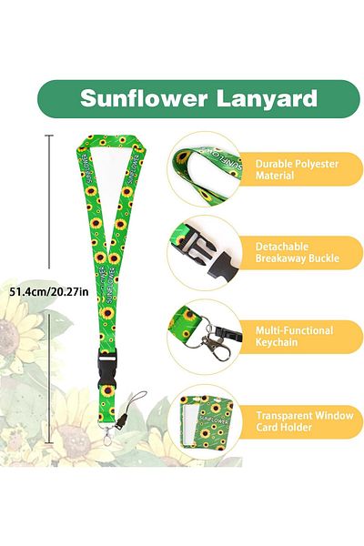 erorex Hidden Disability Sunflower Lanyard Cell Phone Lanyards For Around Neck Sunflower Badge Holder For