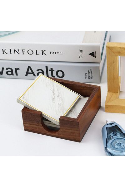 erorex Sticky Notes Memo Pad Holder Dispenser Walnut Desk Supplies Organizer Accessories For Office Home
